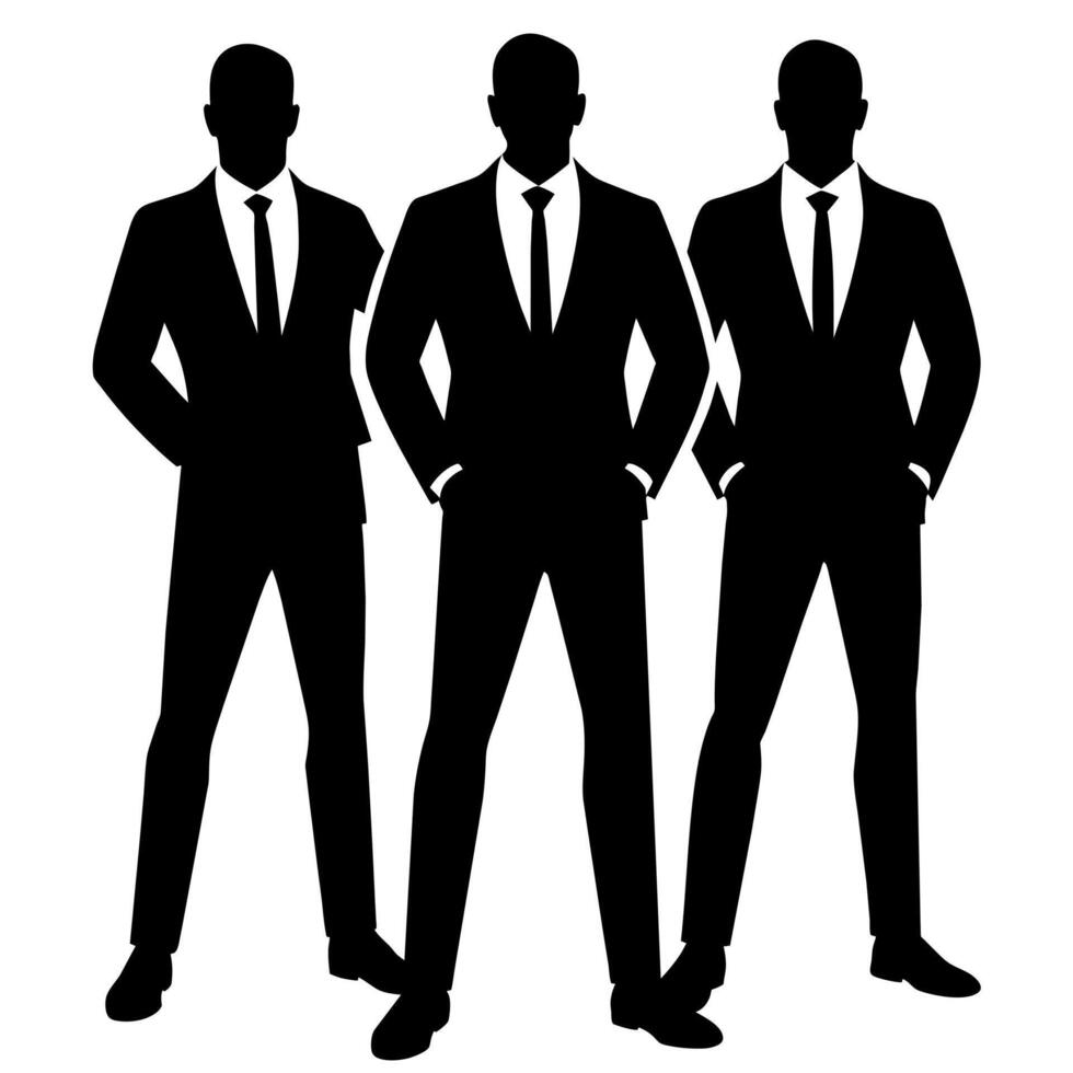 Business people standing with VIP pose silhouette vector