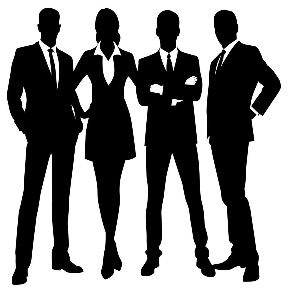 Business people standing with VIP pose silhouette vector