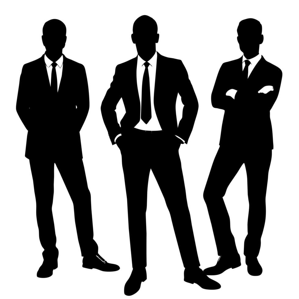 Business people standing with VIP pose silhouette vector