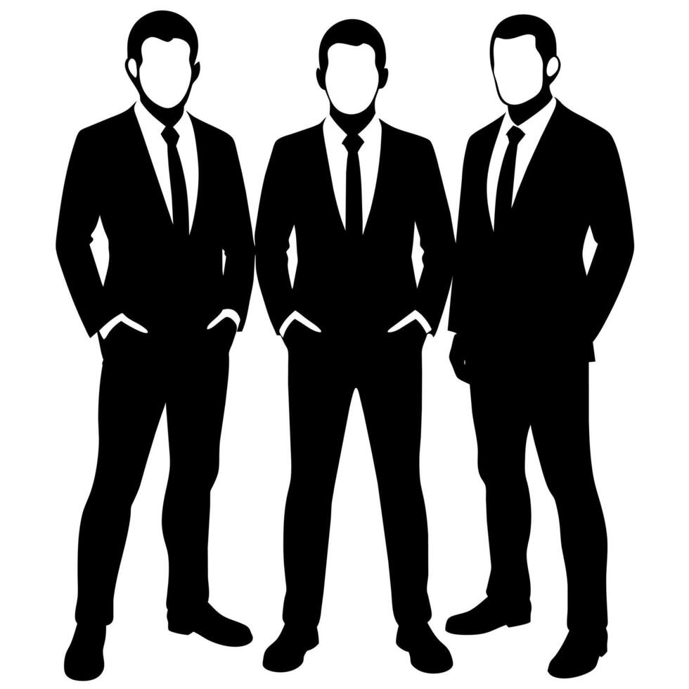 Business people standing with VIP pose silhouette vector