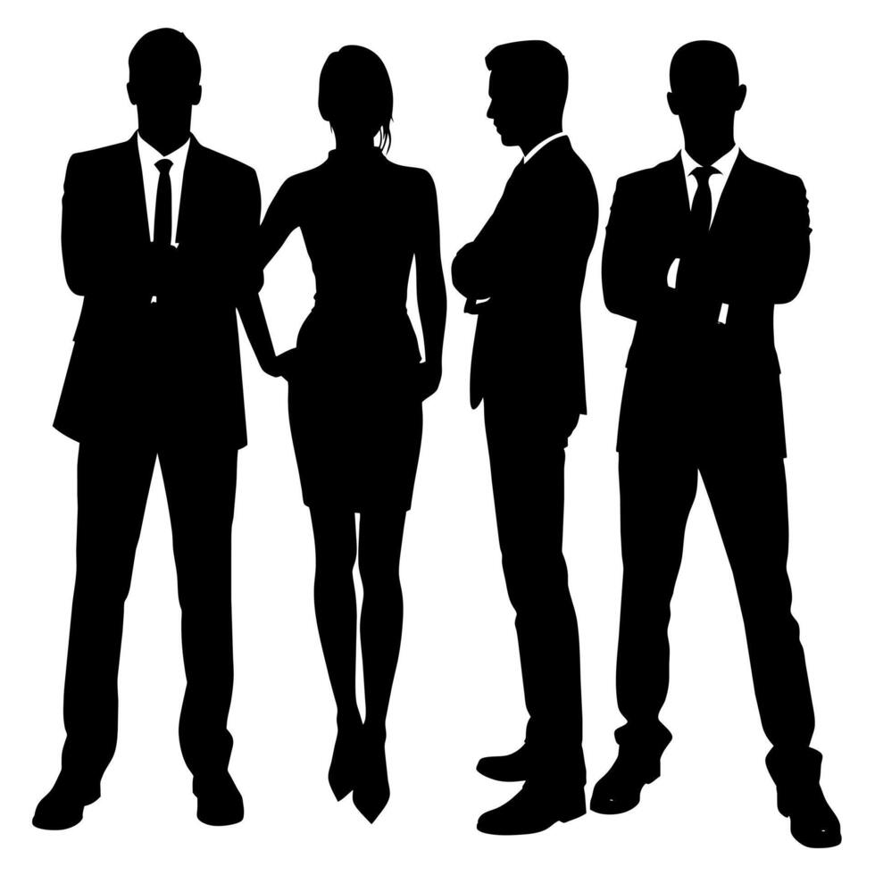 Business people standing with VIP pose silhouette vector