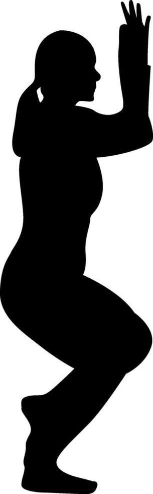Woman Doing Yoga at home silhouette white background vector