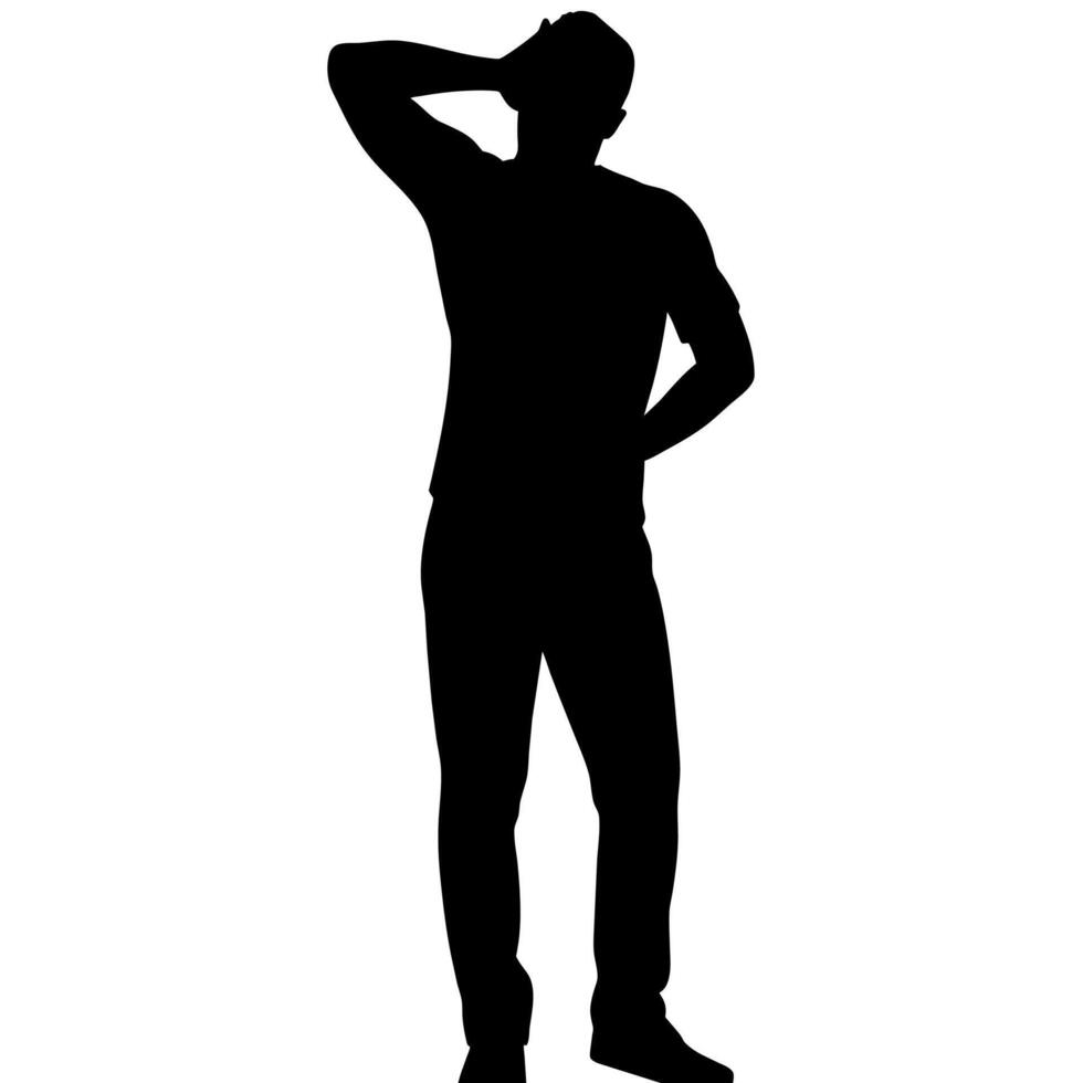 A man Thinking with feel tension silhouette vector
