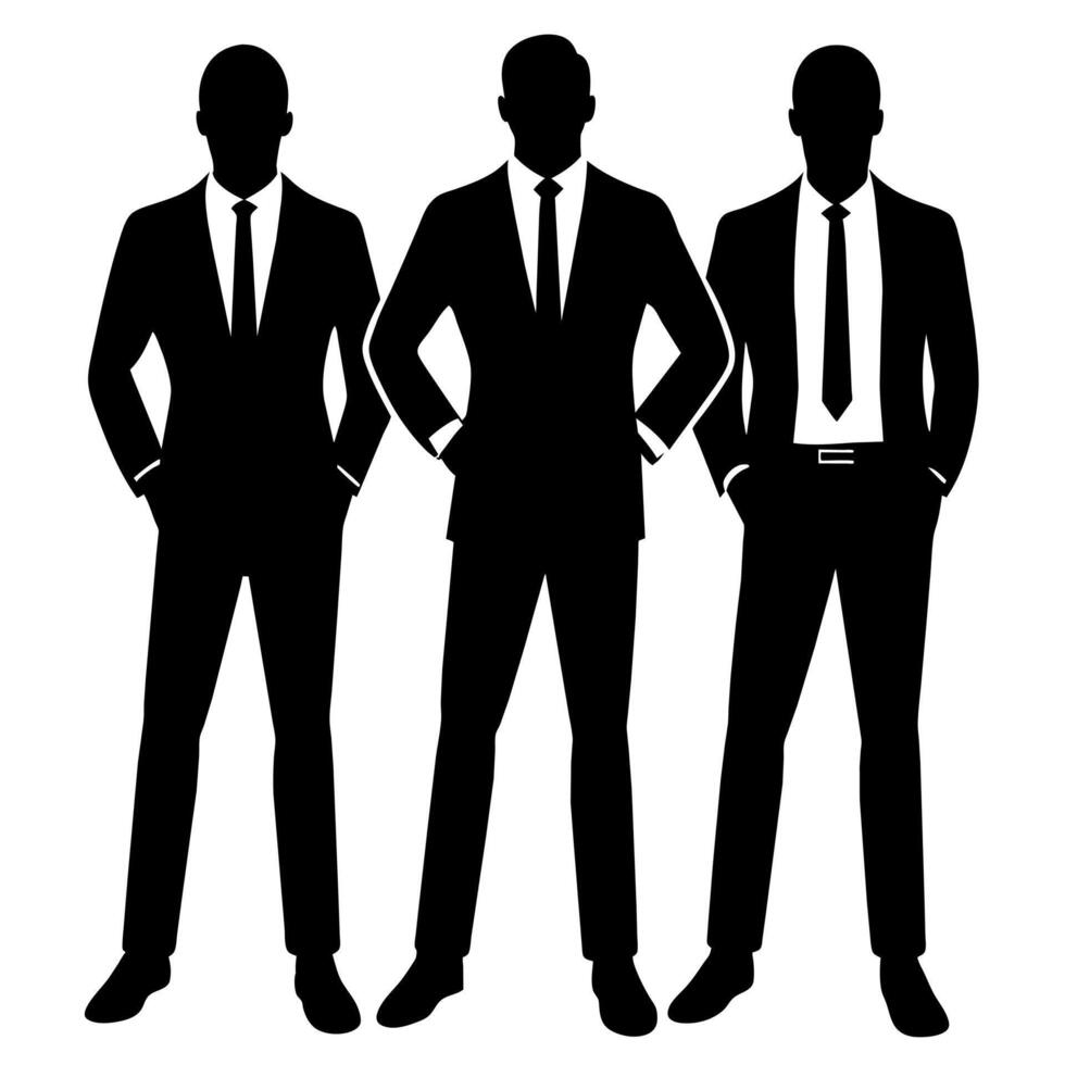 Business people standing with VIP pose silhouette vector
