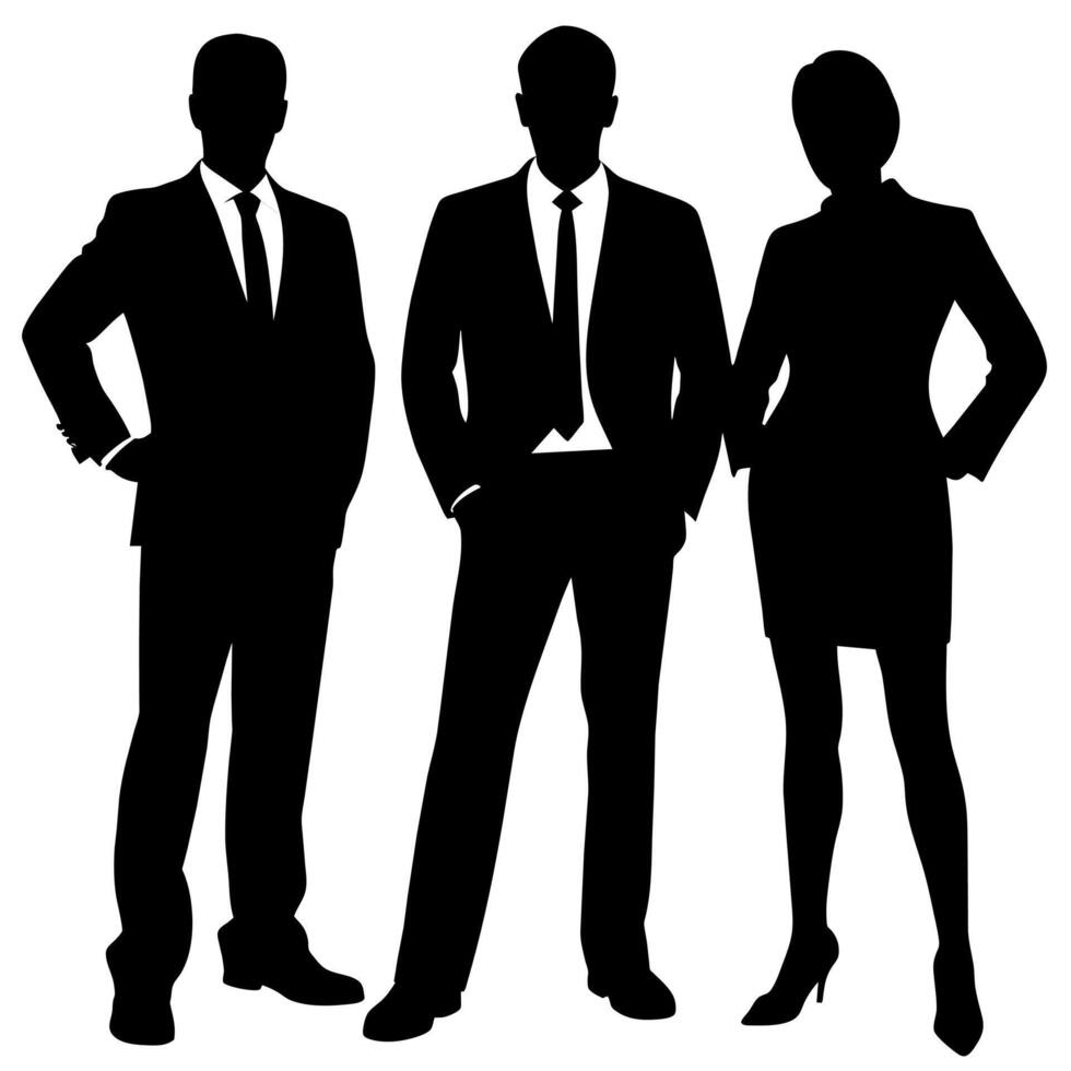Business people standing with VIP pose silhouette vector