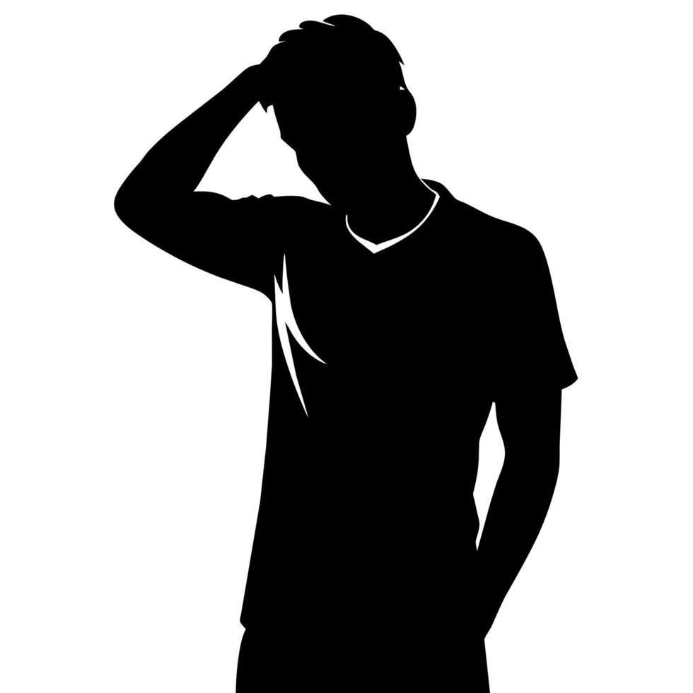A man Thinking with feel tension silhouette vector