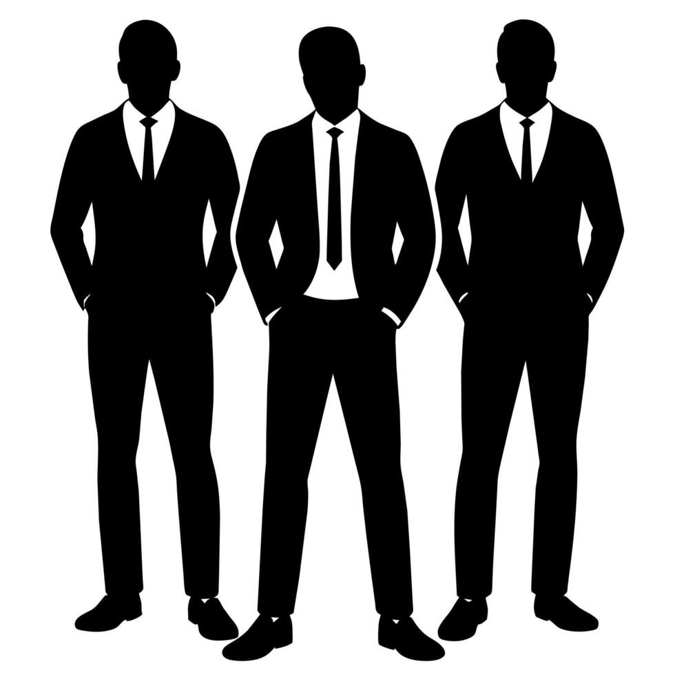 Business people standing with VIP pose silhouette vector
