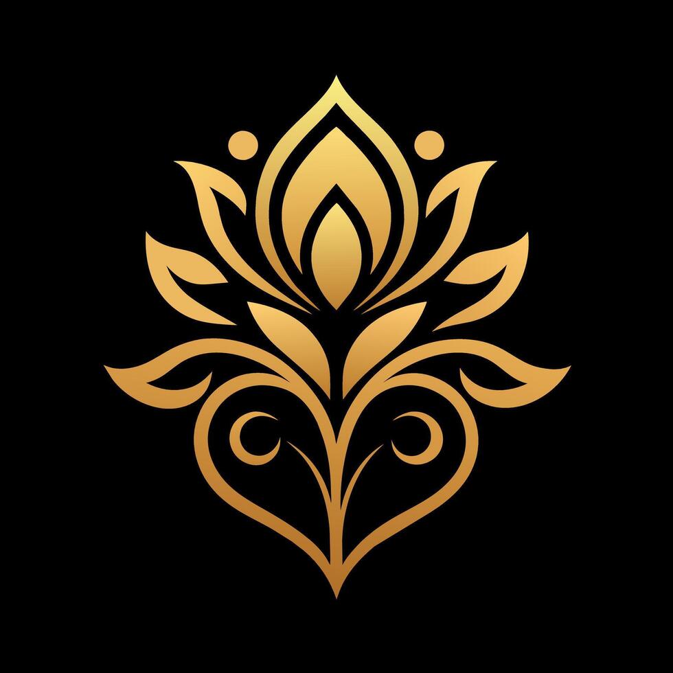 Golden color Floral Ornament Design illustration vector