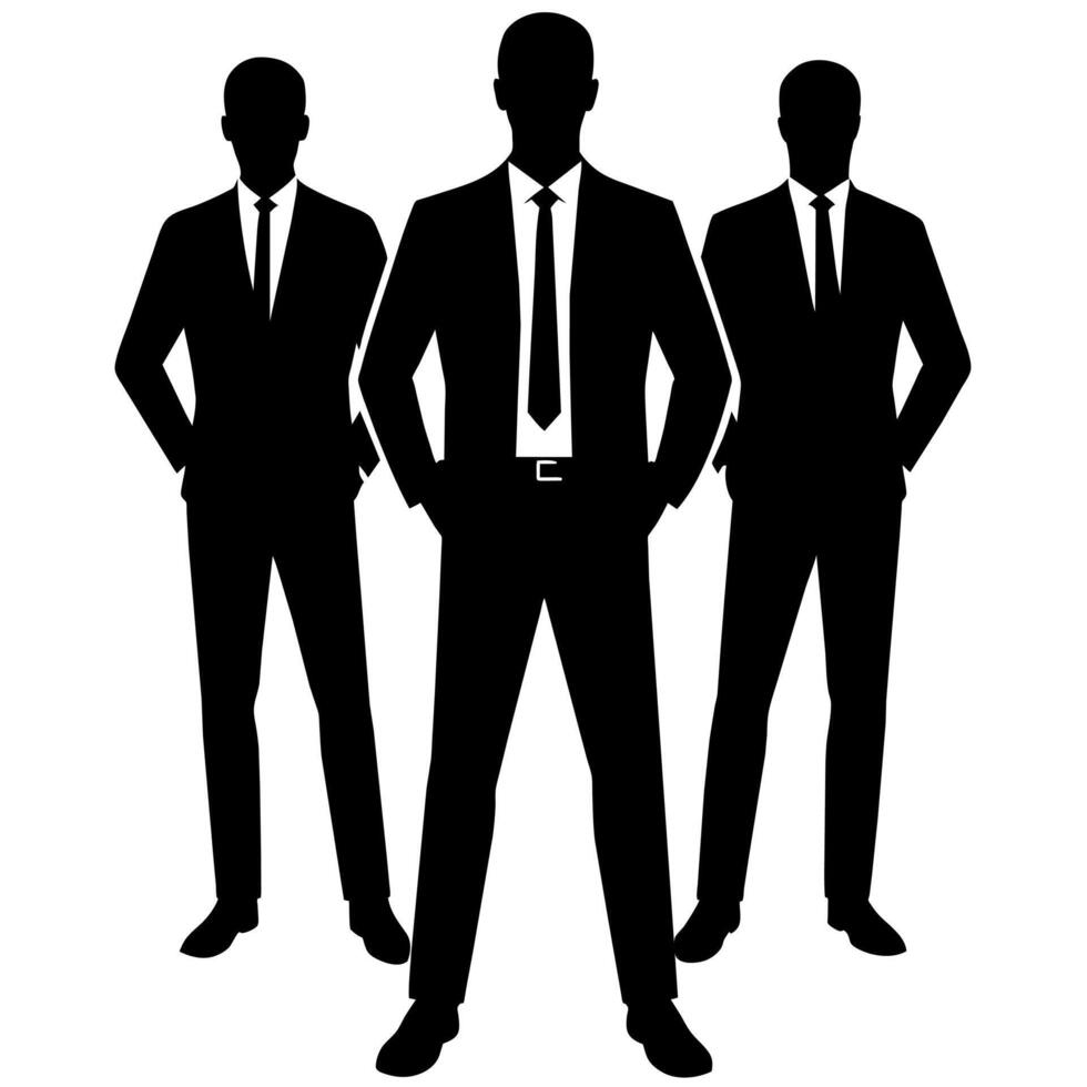 Business people standing with VIP pose silhouette vector