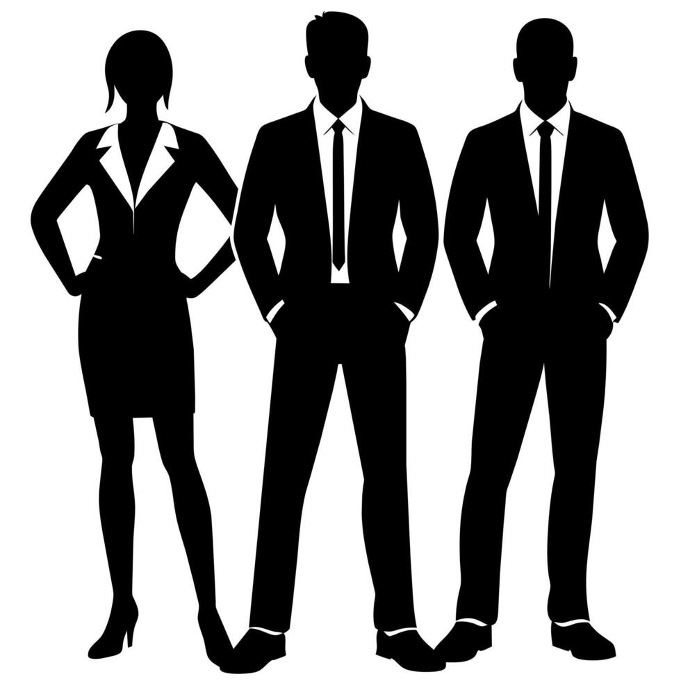 Business people standing with VIP pose silhouette vector