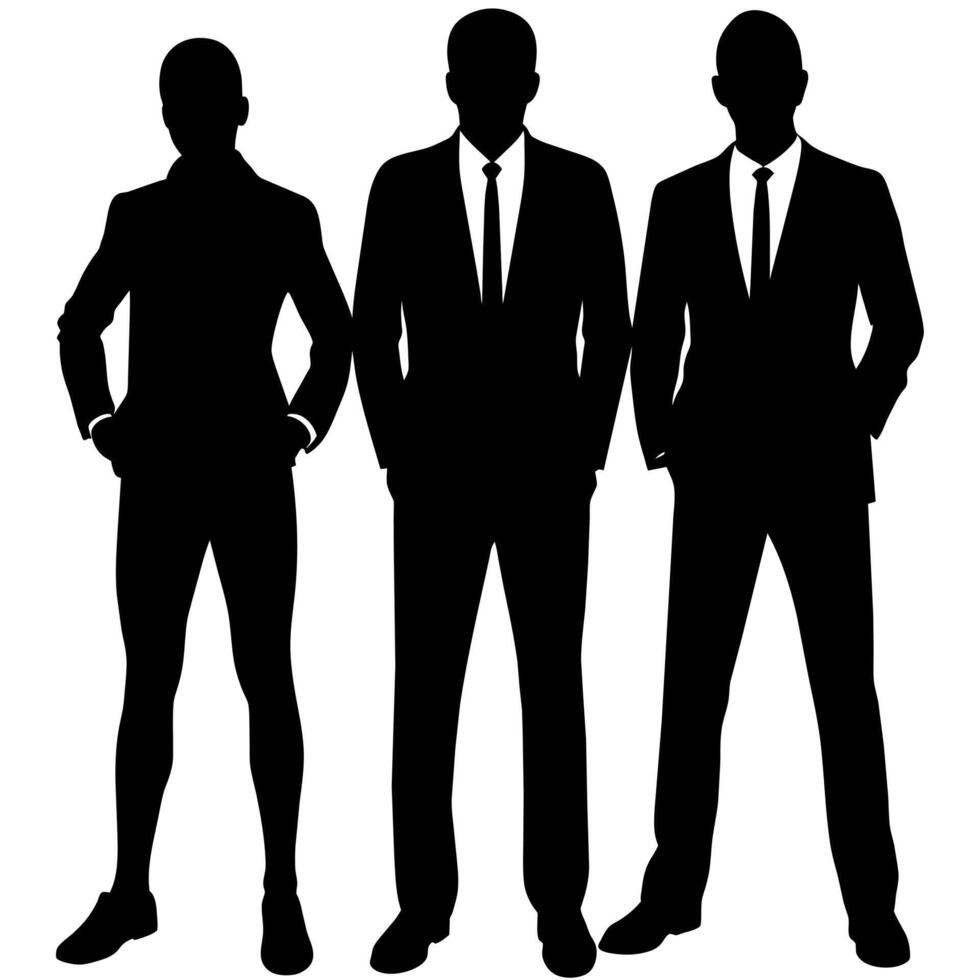 Business people standing with VIP pose silhouette vector