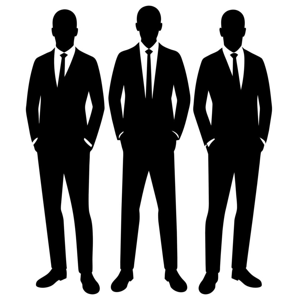 Business people standing with VIP pose silhouette vector