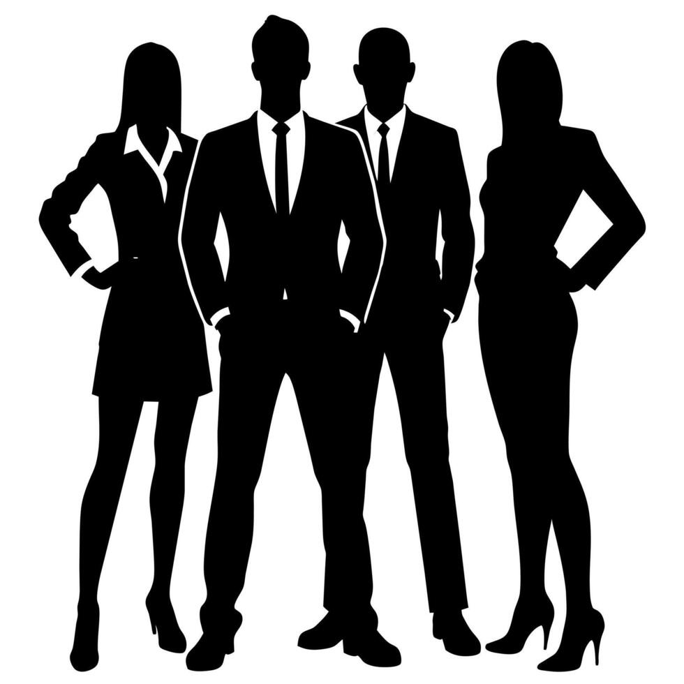 Business people standing with VIP pose silhouette vector