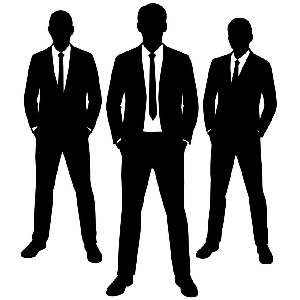 Business people standing with VIP pose silhouette vector