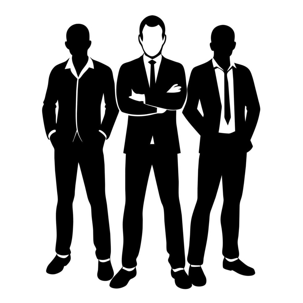 Business people standing with VIP pose silhouette vector