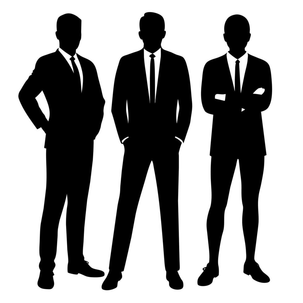 Business people standing with VIP pose silhouette vector