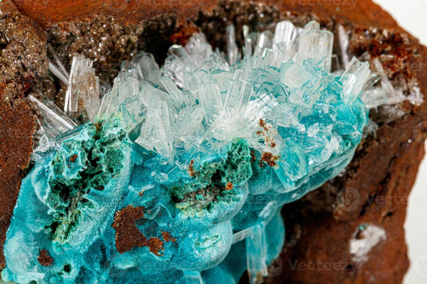 Macro stone Hemimorphite mineral on white background photo