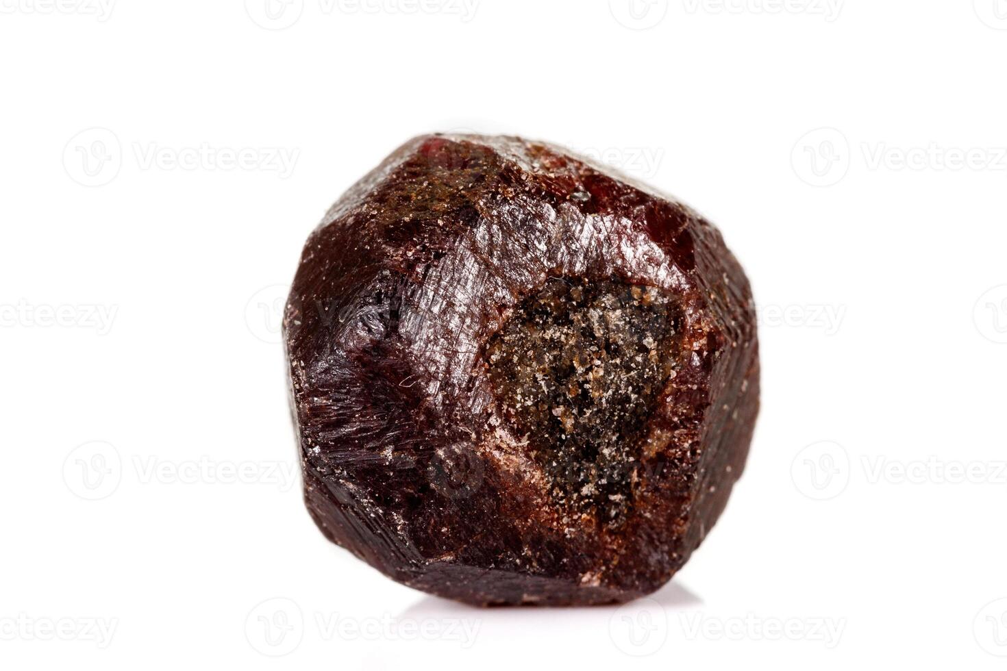 macro mineral stone Garnet, on a white background photo