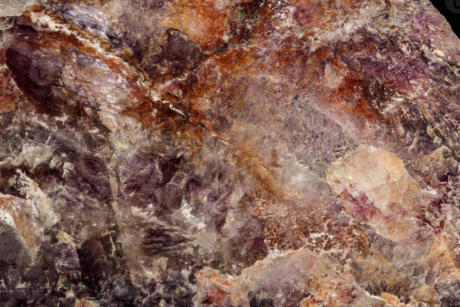 Macro stone mineral Fluorite on a black background photo