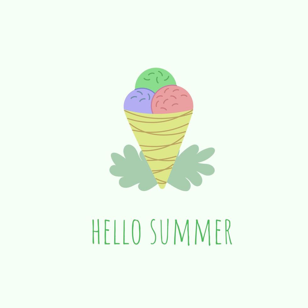 Hello summer. Ice cream. illustration vector