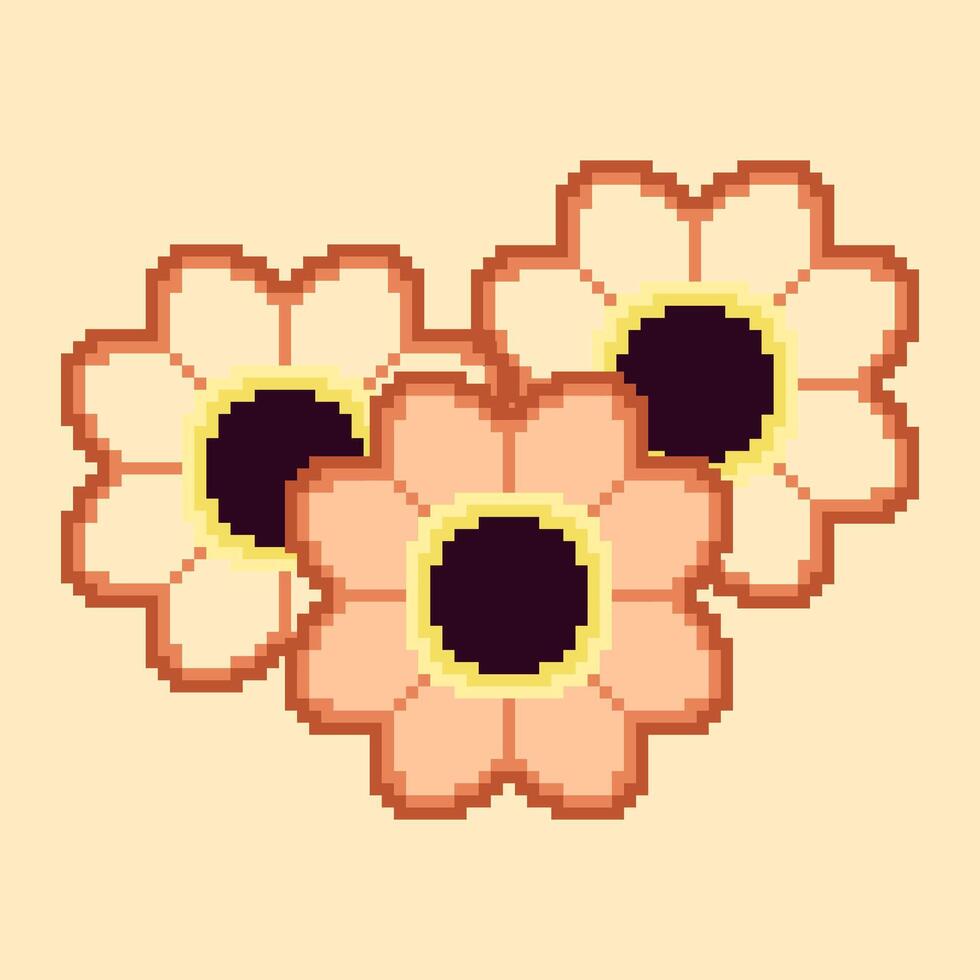 Pixel art flowers. illustration vector