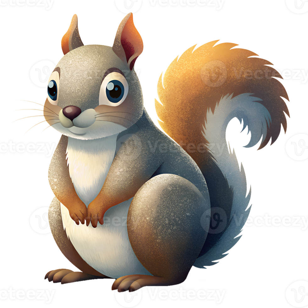 Illustration of Digital Painting, Squirrel isolated on background png