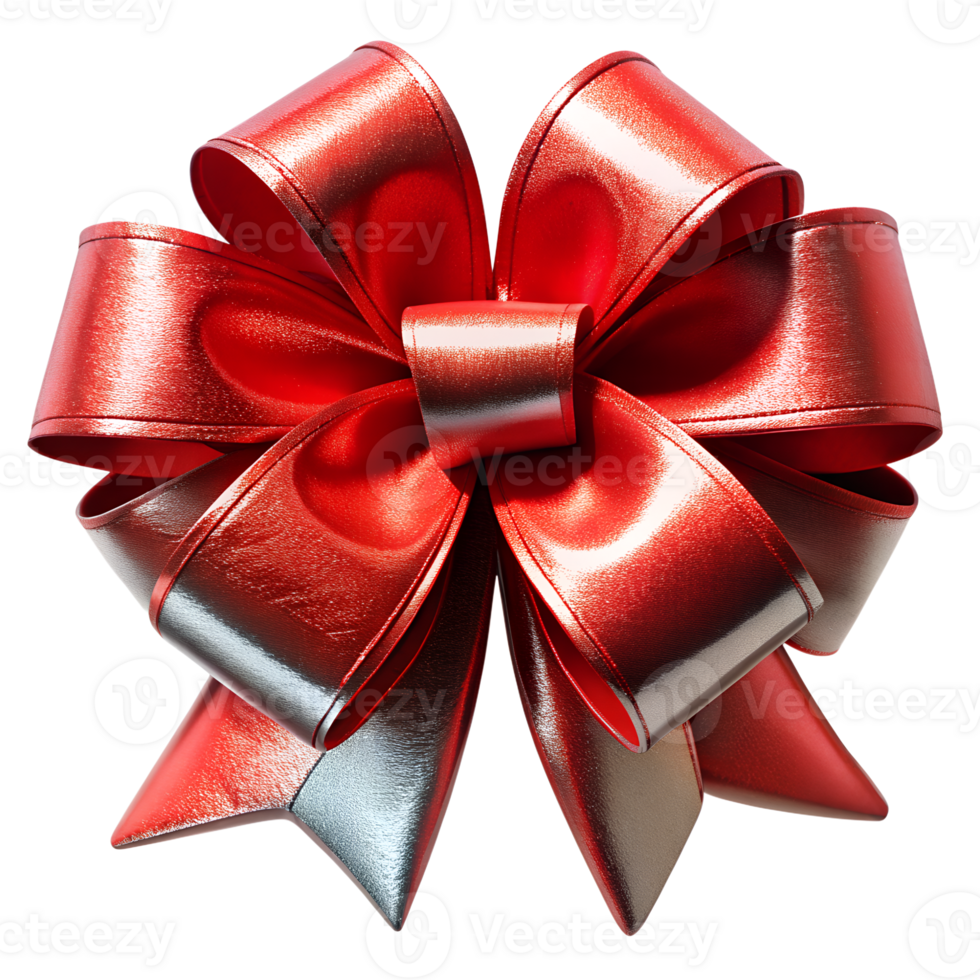 metallic red ribbon bow isolated on background png