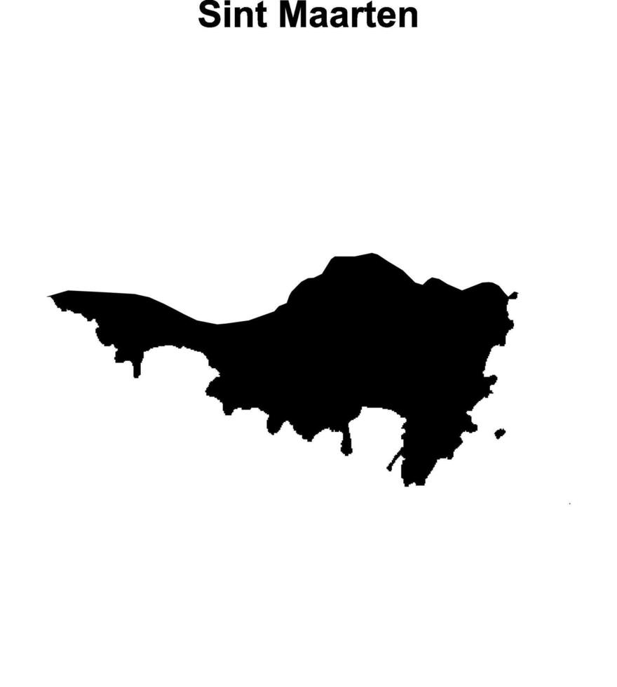 Sint Maarten blank outline map design vector