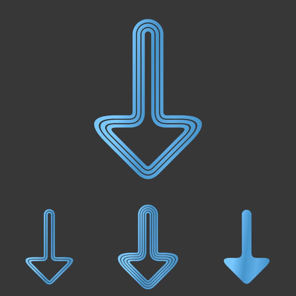 Blue line down logo design set vector