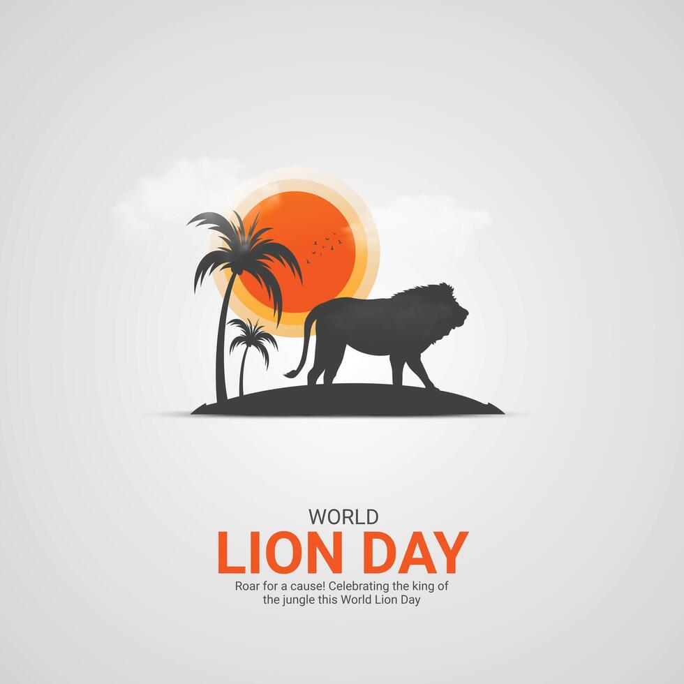 International Lion Day Crative Ads Design. Lion Day pose icon isolated on Template for background. Lion Day Poster, . illustration, August 10. Important day vector