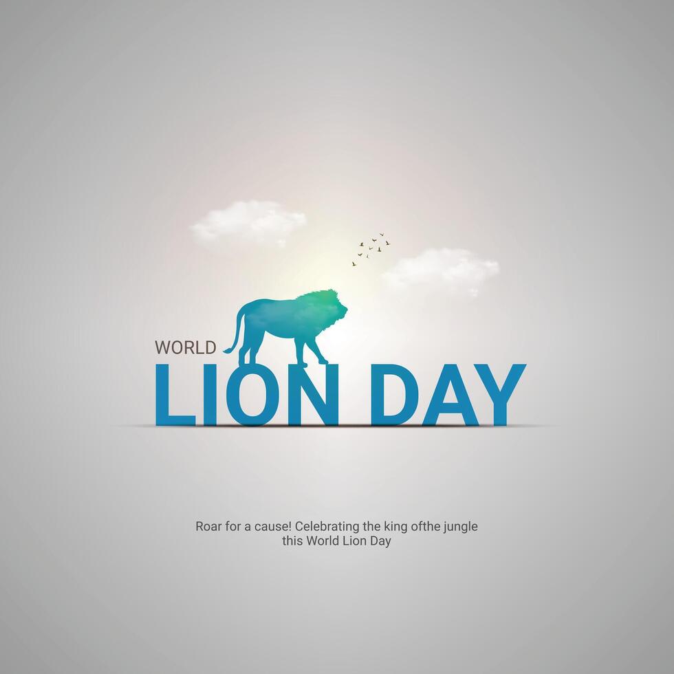 International Lion Day Crative Ads Design. Lion Day pose icon isolated on Template for background. Lion Day Poster, . illustration, August 10. Important day vector