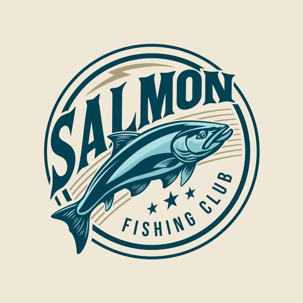Salmon Fishing club logo vector