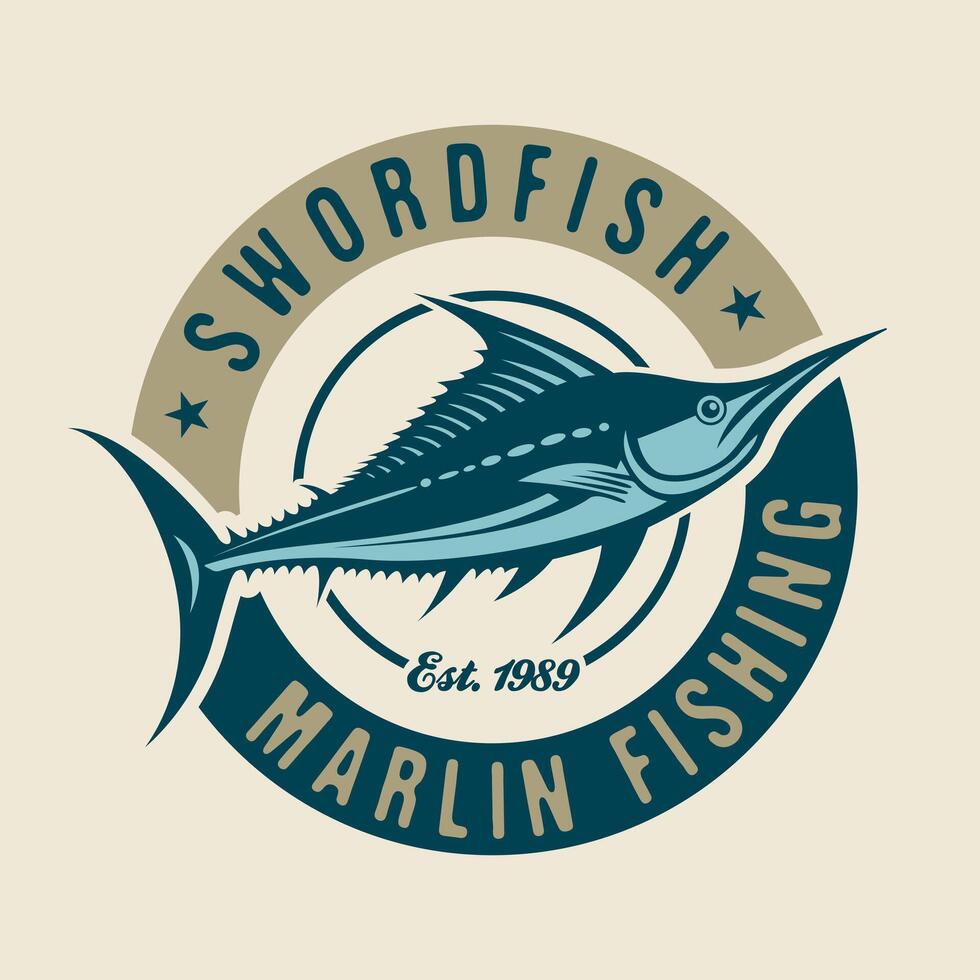 Swordfish marlin fishing seafood logo vector