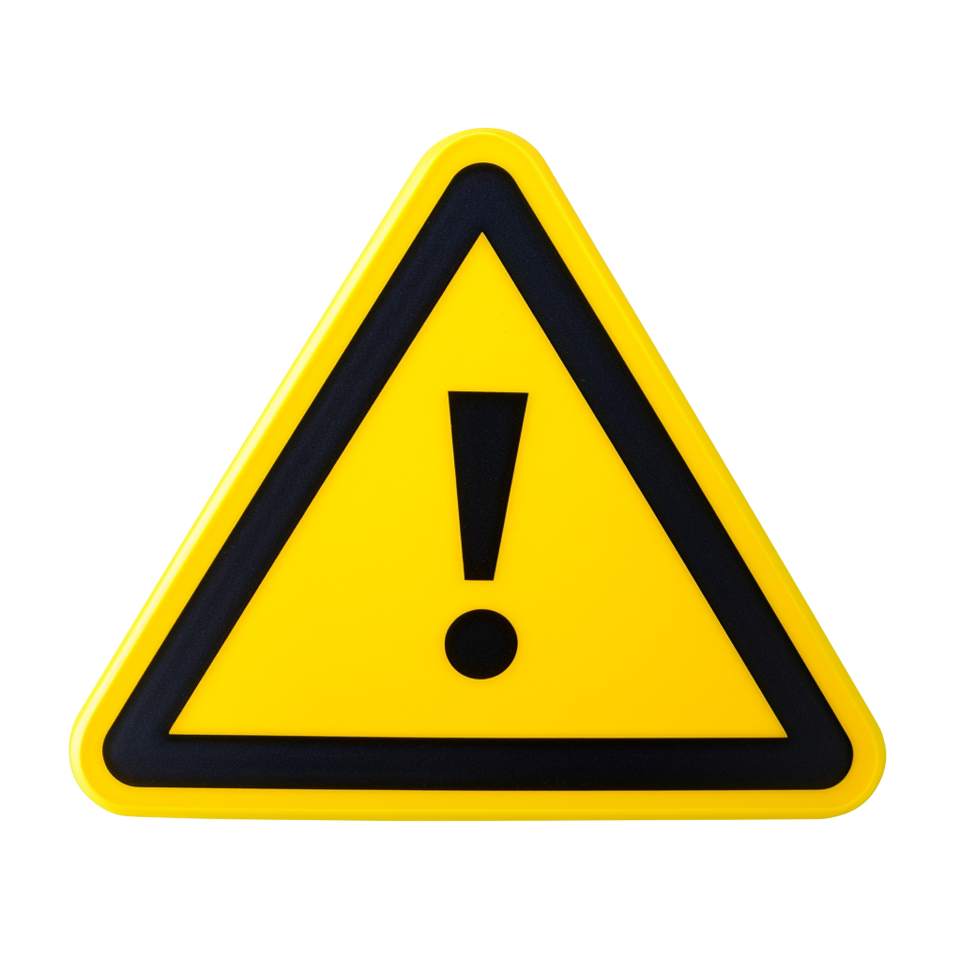 Yellow Warning Sign with Exclamation Point isolated on transparent ...