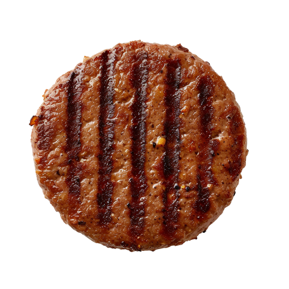 Grilled Beef Burger Patty isolated on transparent background png