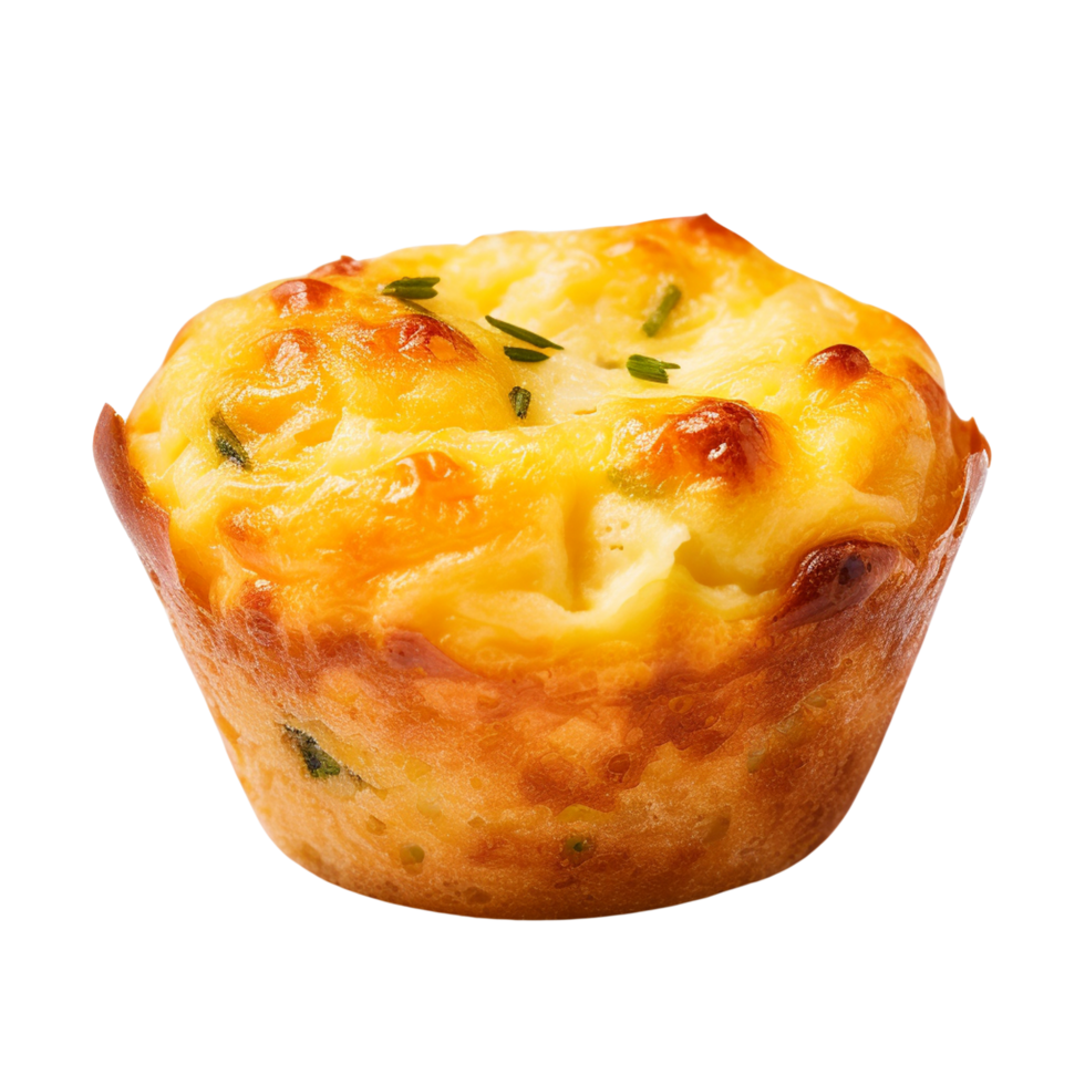 Close-up Single Egg Muffin Cup isolated on transparent background png