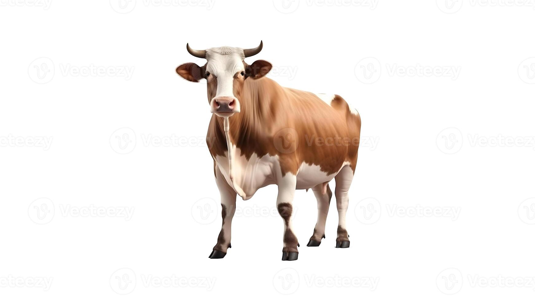 a cow with a brown face and a white patch on its face photo