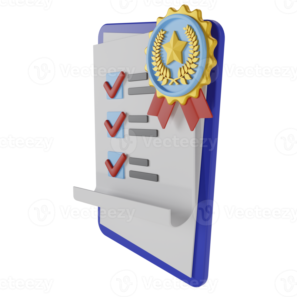 3d icon Achievement, award, grant, diploma concept. certificate icon with stamp and ribbon. png