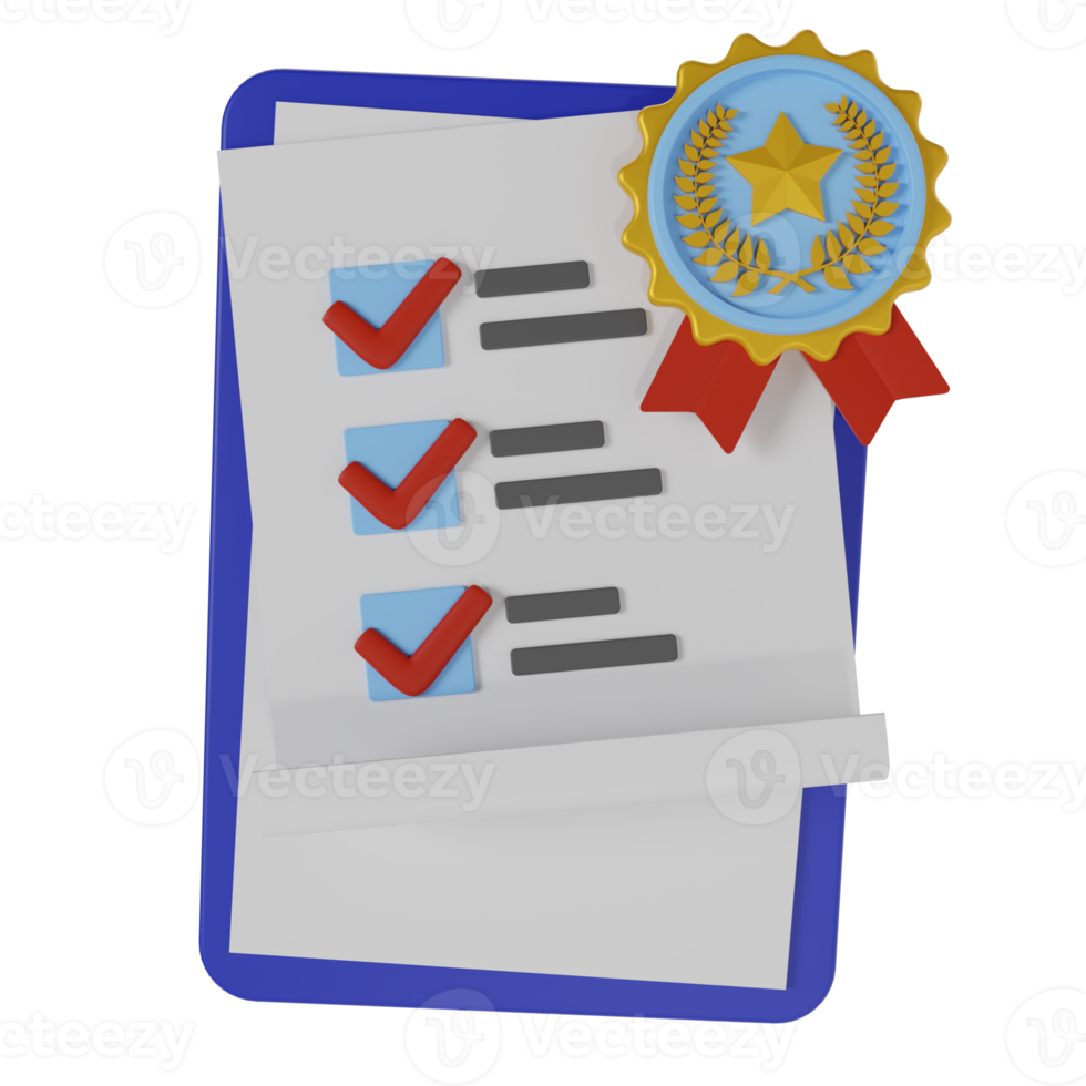 3d icon Achievement, award, grant, diploma concept. certificate icon with stamp and ribbon. png