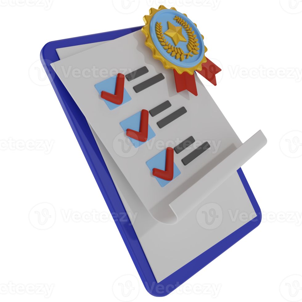 3d icon Achievement, award, grant, diploma concept. certificate icon with stamp and ribbon. png