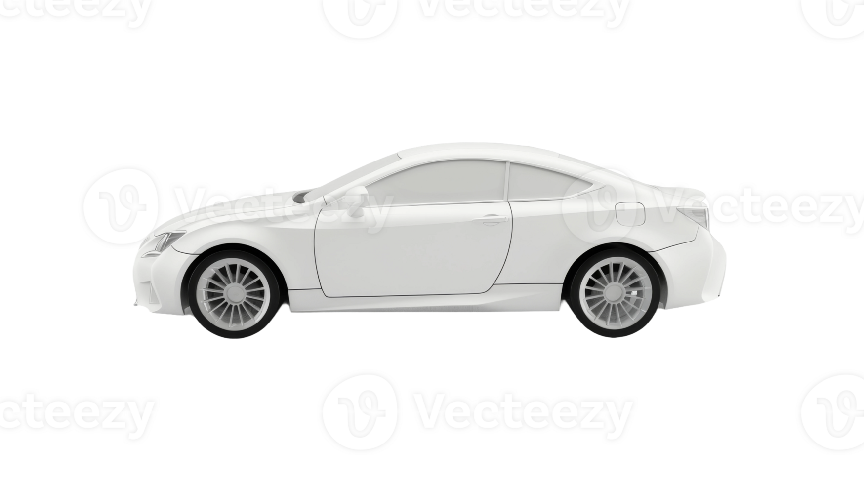 White Car Render with Subtle Shadow on the transparent background, Format png