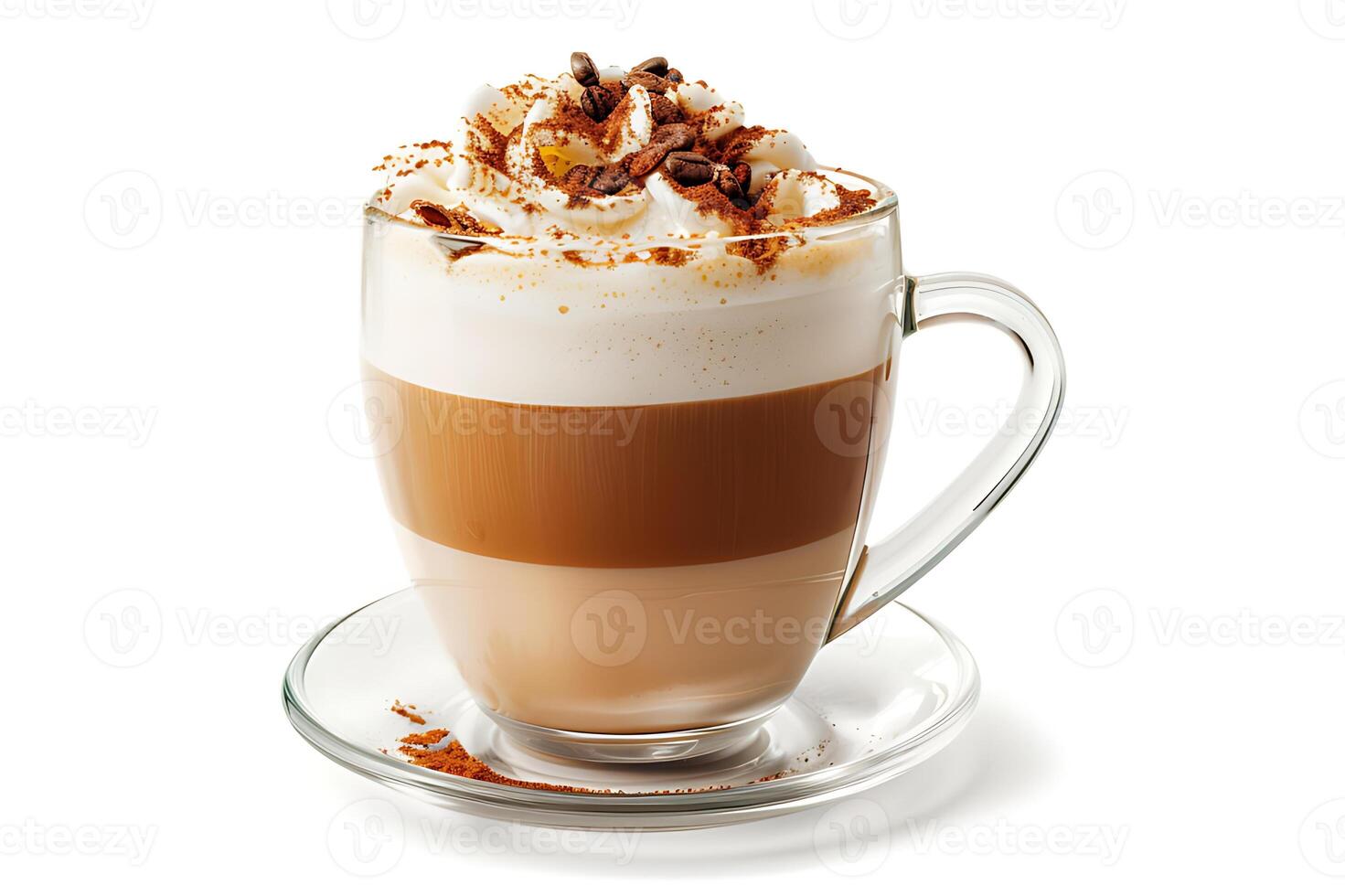 realistic cappuccino hot isolated on white background. Clipping path included photo