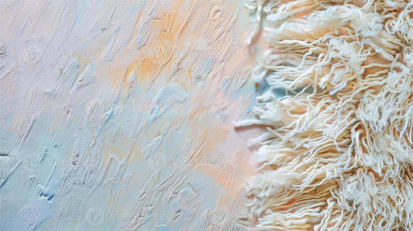 A detailed abstract image showcasing the contrast between smooth paint and rough textile fibers photo