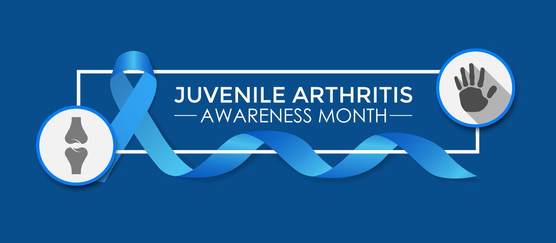 illustration Juvenile Arthritis awareness month is observed every year in July. The important symptoms of the diseases joint swelling and pain. Banner poster, flyer and background design. vector
