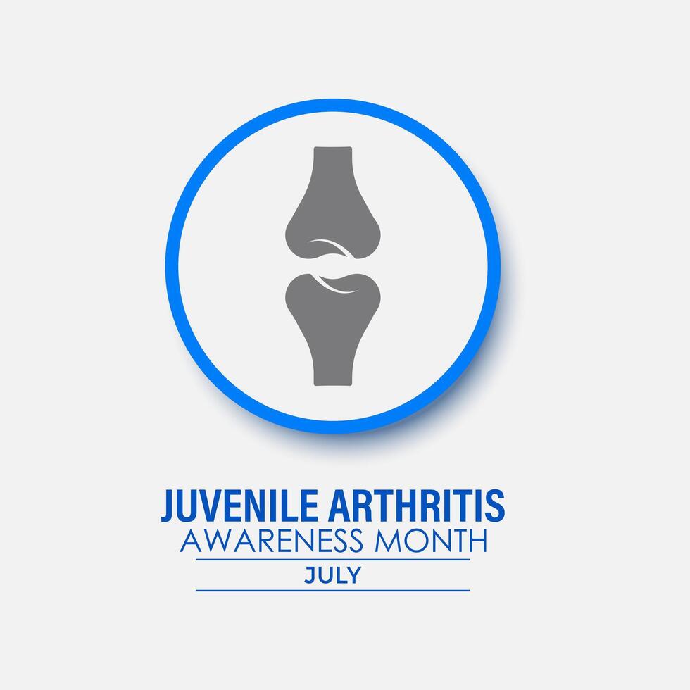 illustration Juvenile Arthritis awareness month is observed every year in July. The important symptoms of the diseases joint swelling and pain. Banner poster, flyer and background design. vector