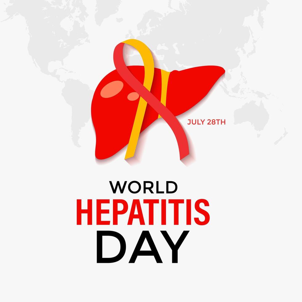illustration of World Hepatitis Day ,July 28. Hand with liver and ribbon design illustration. Banner poster, flyer and background design. vector
