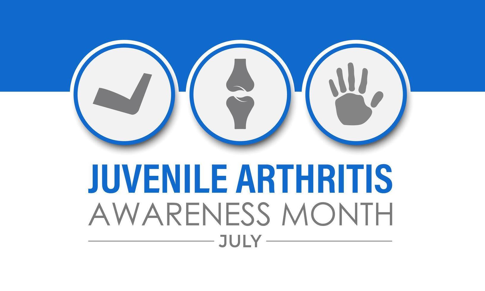 illustration Juvenile Arthritis awareness month is observed every year in July. The important symptoms of the diseases joint swelling and pain. Banner poster, flyer and background design. vector