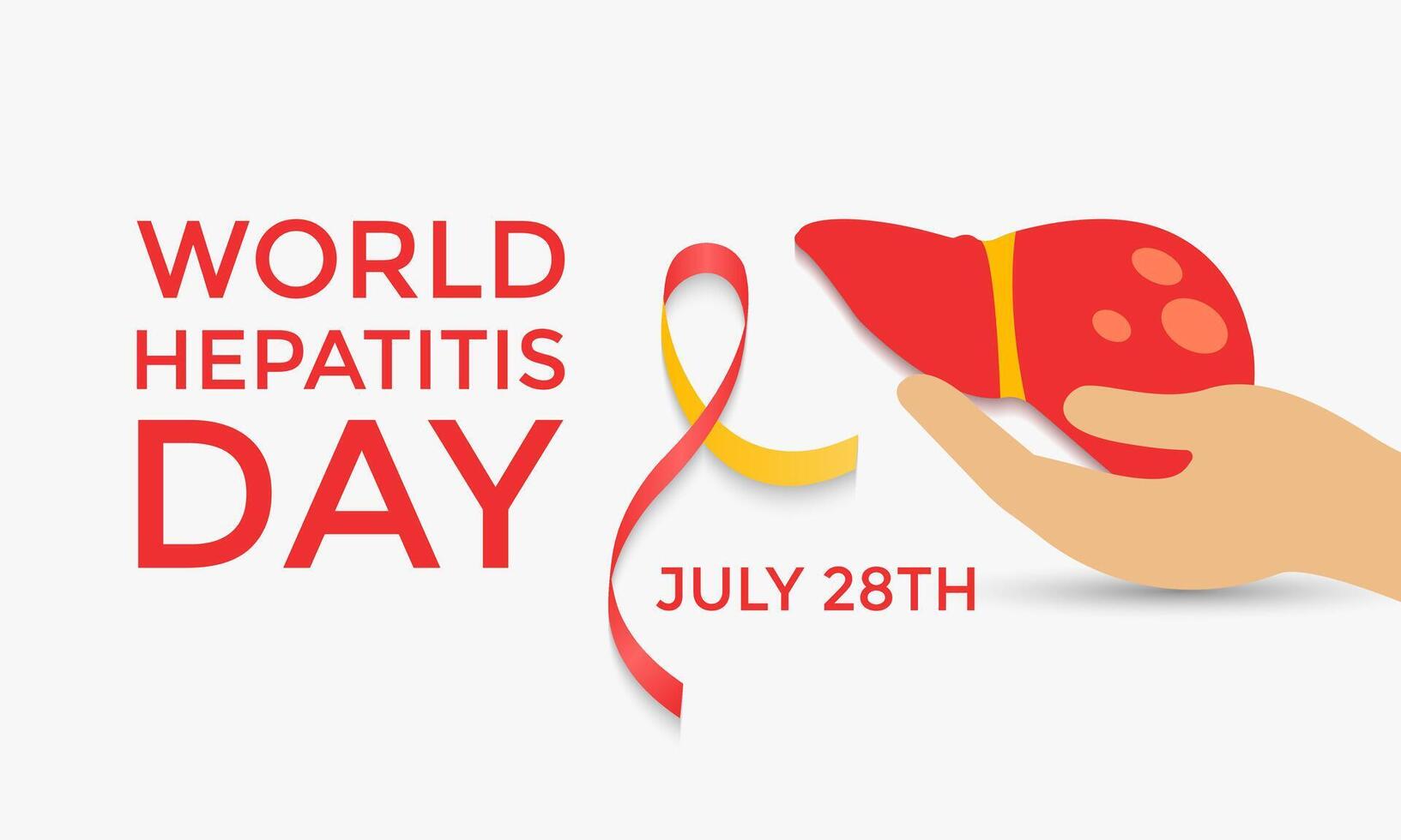 illustration of World Hepatitis Day ,July 28. Hand with liver and ribbon design illustration. Banner poster, flyer and background design. vector