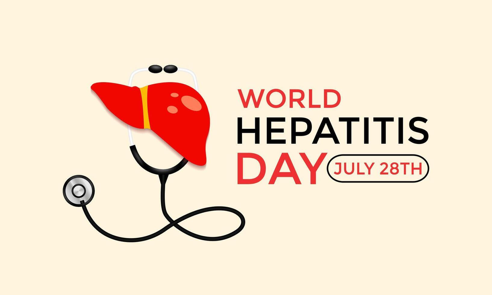 illustration of World Hepatitis Day ,July 28. Hand with liver and ribbon design illustration. Banner poster, flyer and background design. vector