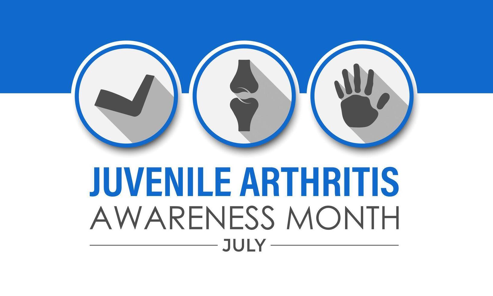 illustration Juvenile Arthritis awareness month is observed every year in July. The important symptoms of the diseases joint swelling and pain. Banner poster, flyer and background design. vector